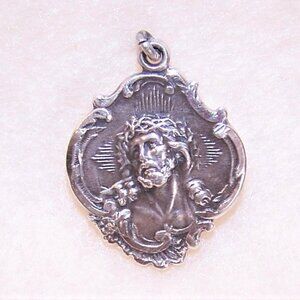 HMH Religious Sterling Silver Medal Pendant or Charm - Jesus Crowned with Thorns